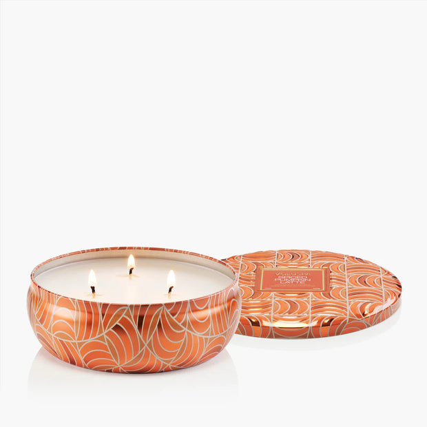 Voluspa Spiced Pumpkin Latte 3 Wick Tin Candle
