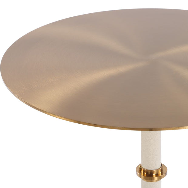 Uttermost Cyprus White Shagreen Round Accent Table