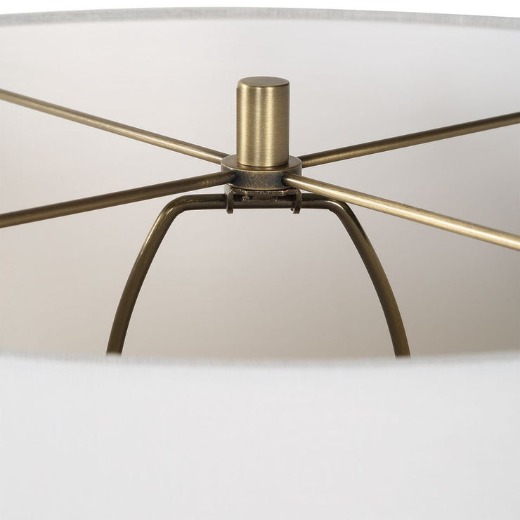 Uttermost Corvair Metallic Dark Bronze Glazed Base Table Lamp With White Linen Drum Shade