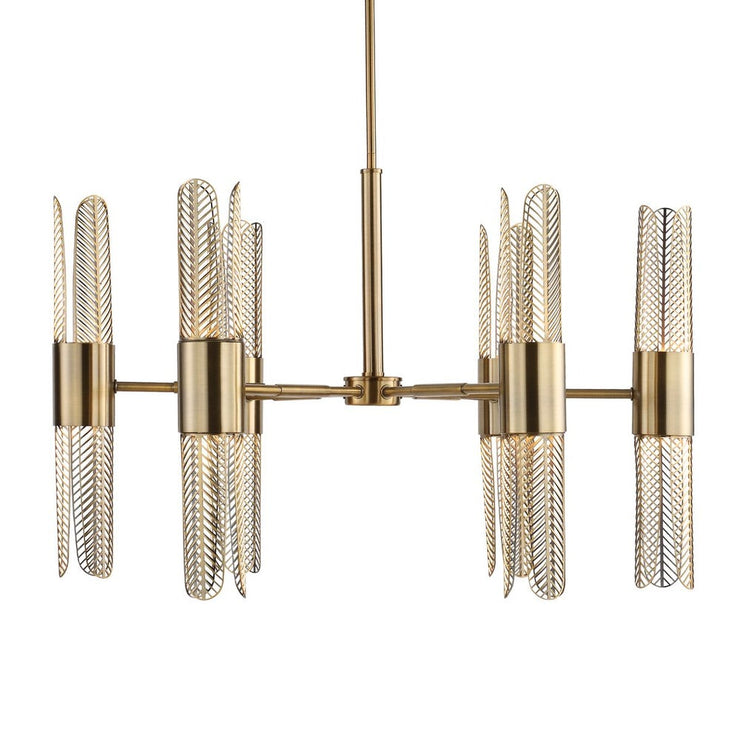 Uttermost Cret Art Deco Brass 12 Light Chandelier
