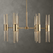 Uttermost Cret Art Deco Brass 12 Light Chandelier