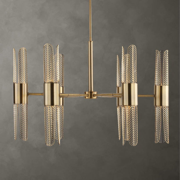 Uttermost Cret Art Deco Brass 12 Light Chandelier