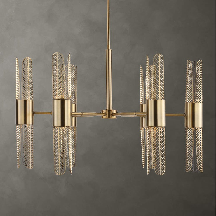 Uttermost Cret Art Deco Brass 12 Light Chandelier