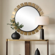 Uttermost Toluca Antiqued Brass Sunburst Round Mirror