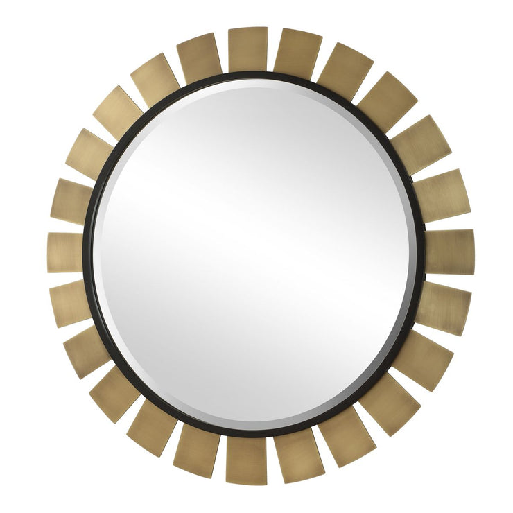 Uttermost Toluca Antiqued Brass Sunburst Round Mirror