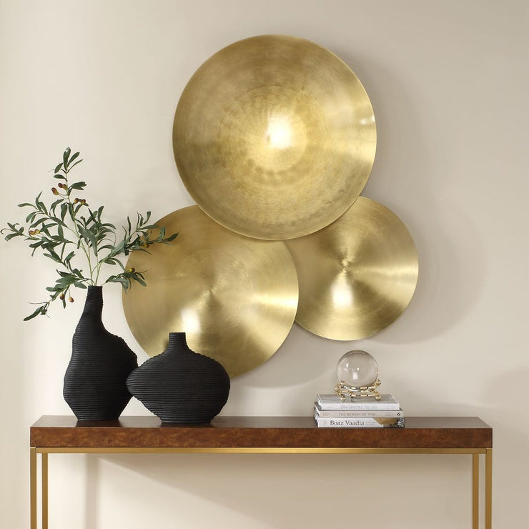 Uttermost Cymbalic Brass Iron Discs Wall Decor ~ Set Of 3
