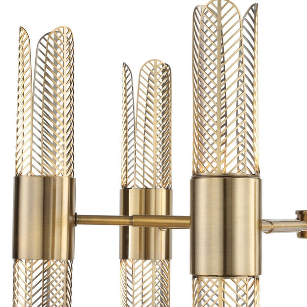 Uttermost Cret Art Deco Brass 12 Light Chandelier