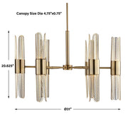 Uttermost Cret Art Deco Brass 12 Light Chandelier