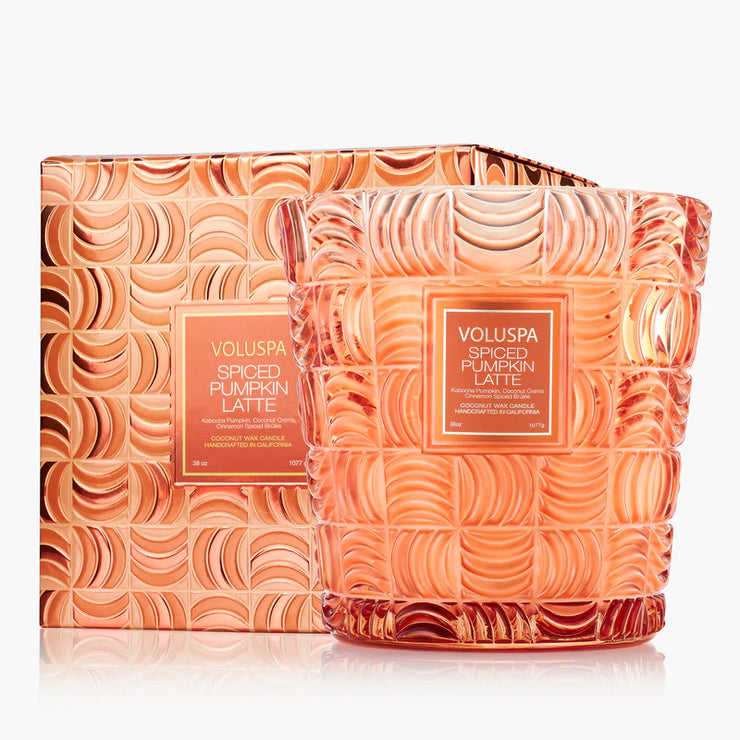 Voluspa Spiced Pumpkin Latte 3 Wick Hearth Candle 38 oz.