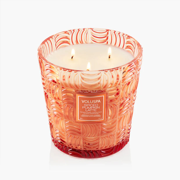 Voluspa Spiced Pumpkin Latte 3 Wick Hearth Candle 38 oz.