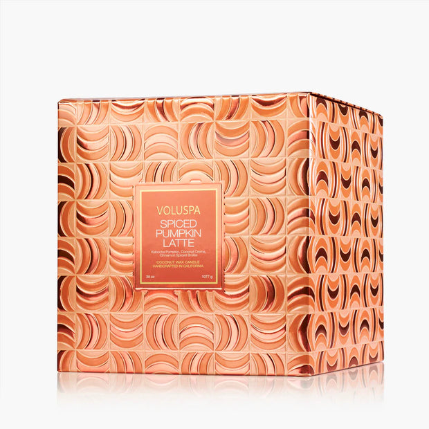 Voluspa Spiced Pumpkin Latte 3 Wick Hearth Candle 38 oz.