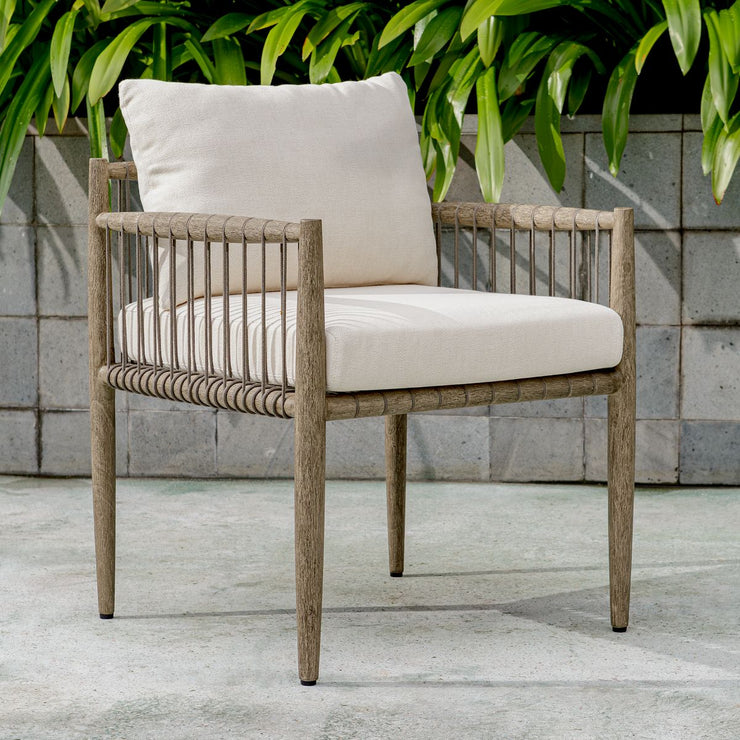 Uttermost Borneo Dark Gray Mahogany With Oyster White Cushion Outdoor Dining Chair