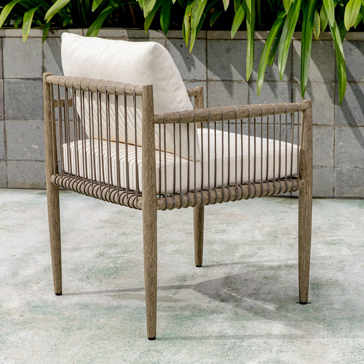 Uttermost Borneo Dark Gray Mahogany With Oyster White Cushion Outdoor Dining Chair
