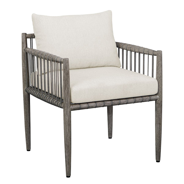 Uttermost Borneo Dark Gray Mahogany With Oyster White Cushion Outdoor Dining Chair