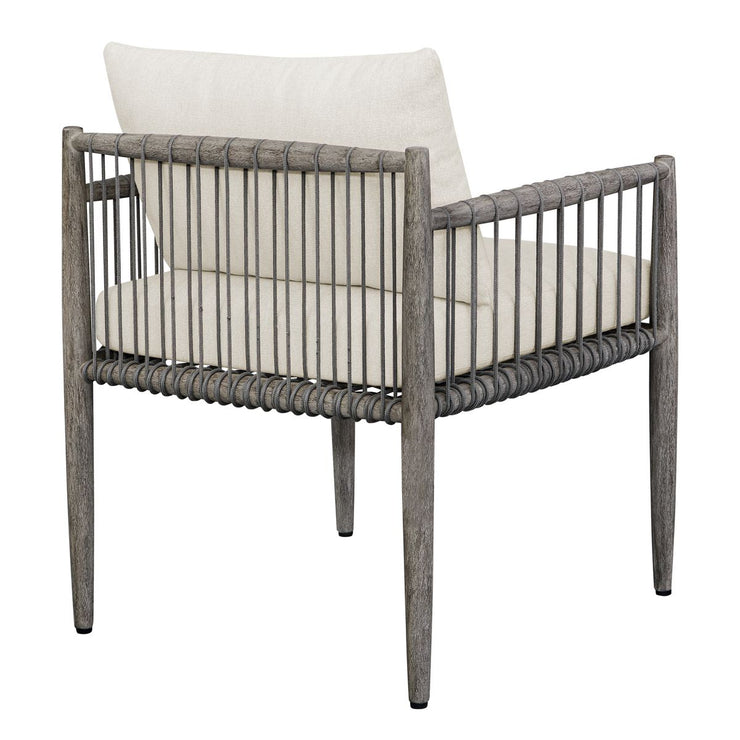 Uttermost Borneo Dark Gray Mahogany With Oyster White Cushion Outdoor Dining Chair