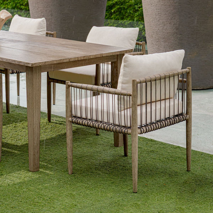 Uttermost Borneo Dark Gray Mahogany With Oyster White Cushion Outdoor Dining Chair