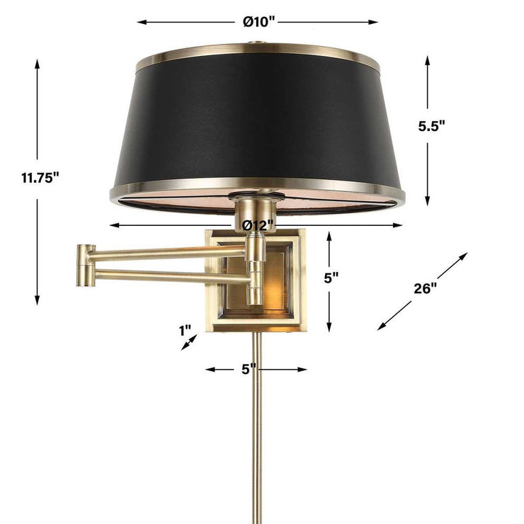 Uttermost Newmarket Black Faux Leather 1 Light Sconce