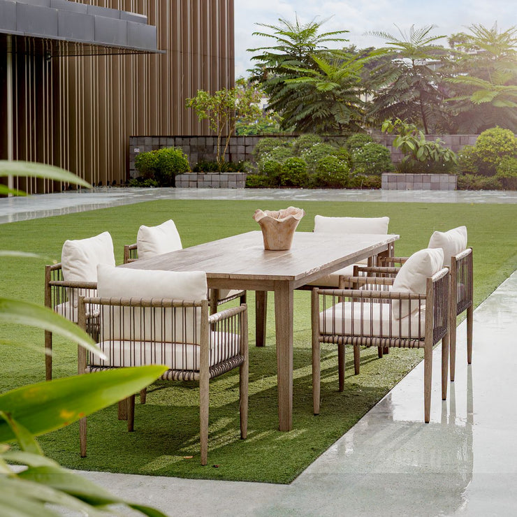 Uttermost Borneo Dark Gray Mahogany With Oyster White Cushion Outdoor Dining Chair