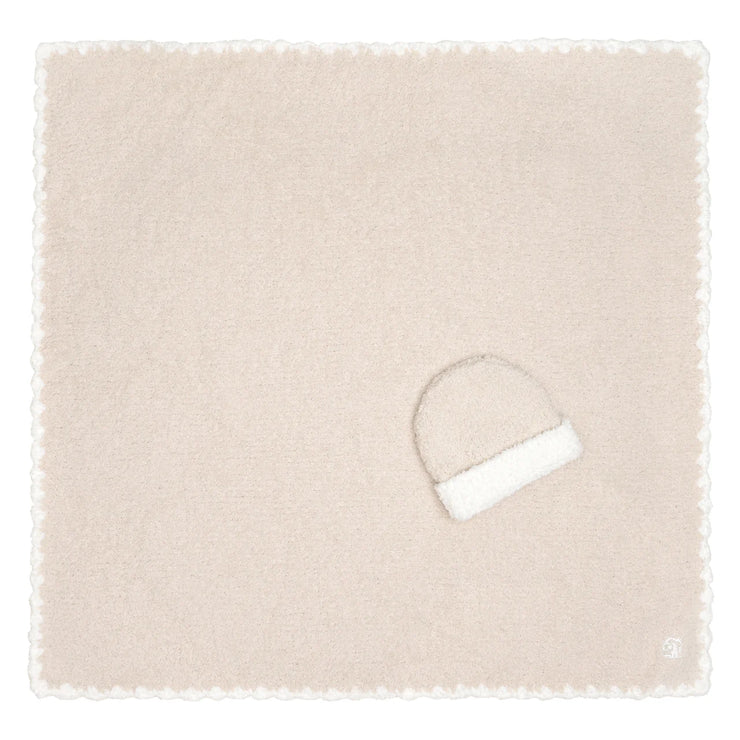 Kashwere Baby Ultra Plush Malt With Crème Trim Baby Blanket and Cap