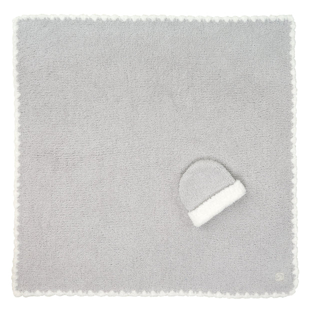 Kashwere Baby Ultra Plush Soapstone With Crème Trim Baby Blanket and Cap