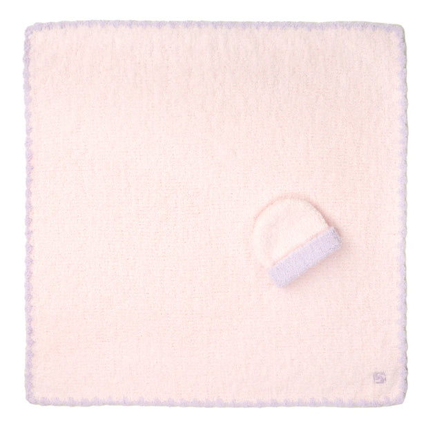 Kashwere Baby Ultra Plush Pink With Iris Trim Baby Blanket and Cap