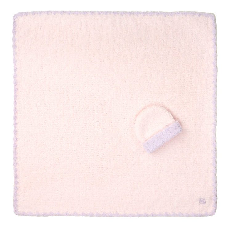 Kashwere Baby Ultra Plush Pink With Iris Trim Baby Blanket and Cap