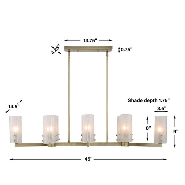 Uttermost Mistie Seeded Glass Panels 8 Light Linear Chandelier