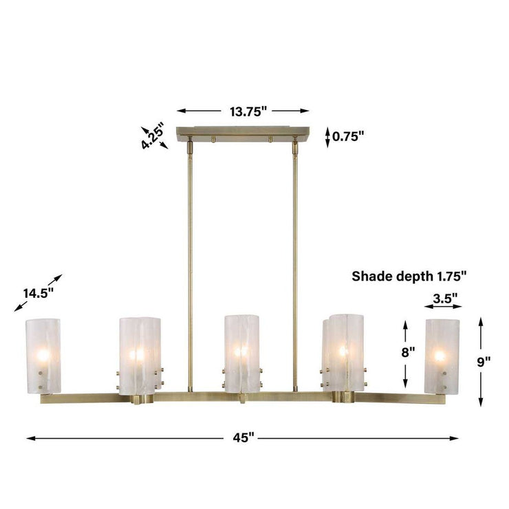Uttermost Mistie Seeded Glass Panels 8 Light Linear Chandelier