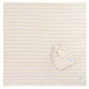 Kashwere Baby Ultra Plush Linen with Soapstone Mini Stripe Baby Blanket & Cap