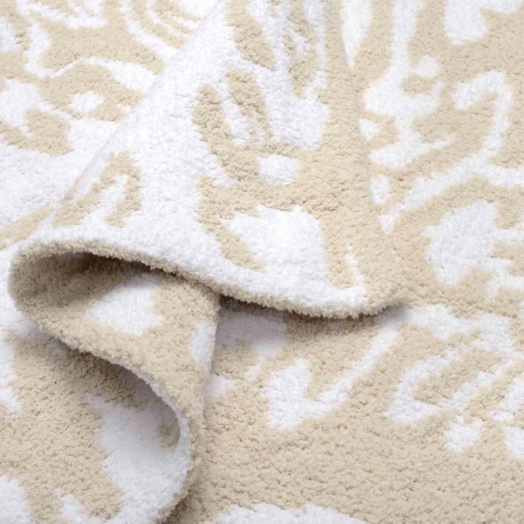 Kashwere Baby Ultra Soft Damask Crib Blanket Available In Malt & Stone With Crème and Ice Blue With White