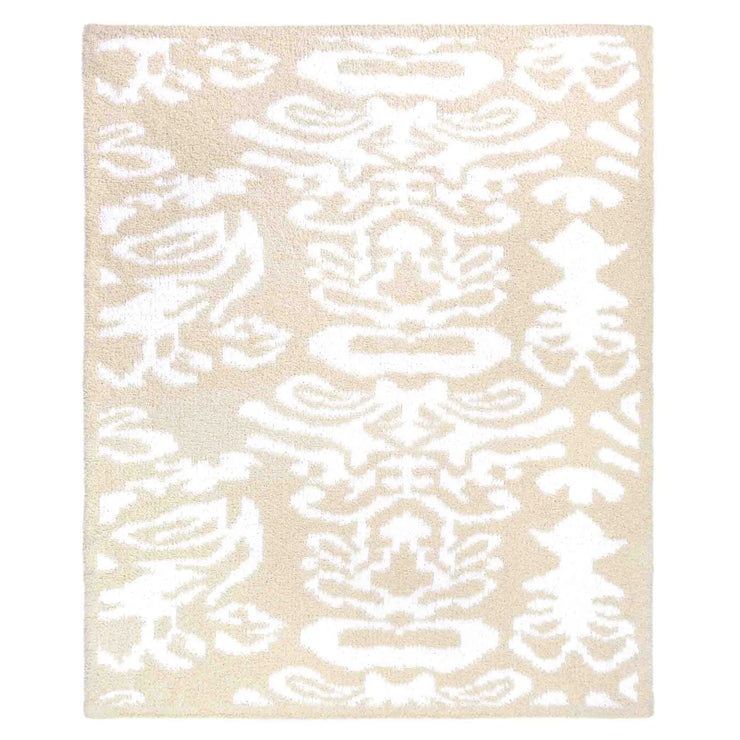 Kashwere Baby Ultra Soft Damask Crib Blanket Available In Malt & Stone With Crème and Ice Blue With White