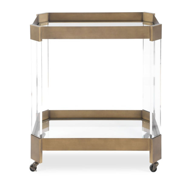 Uttermost Giselle Acrylic, Bronze and Glass Bar Cart