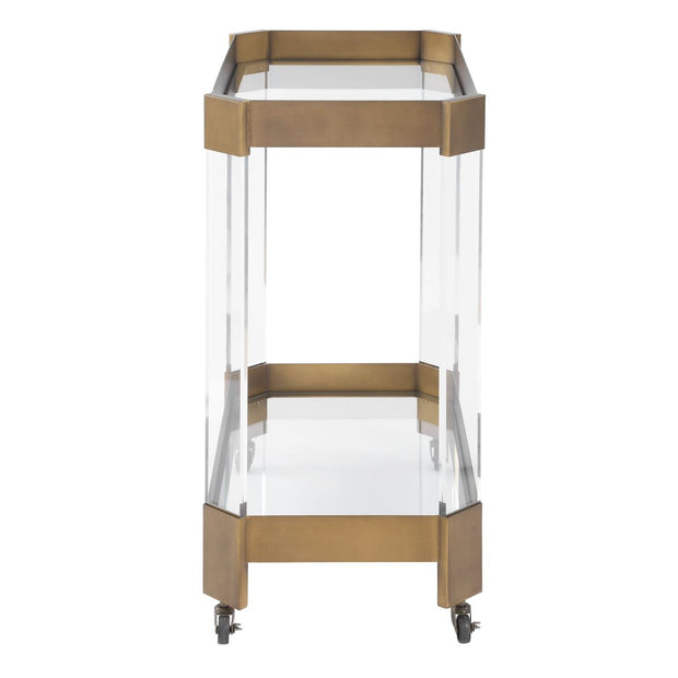 Uttermost Giselle Acrylic, Bronze and Glass Bar Cart