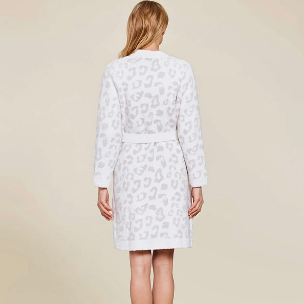 Barefoot Dreams CozyChic Cream & Stone Leopard In The Wild Robe ~ Size Small / Medium