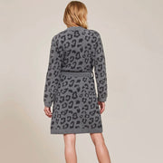 Barefoot Dreams CozyChic Graphite & Carbon Leopard In The Wild Robe ~ Size Small / Medium