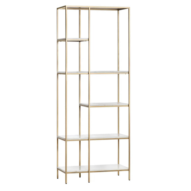 Crestview Collection Stellar White Marble And Gold Etagere
