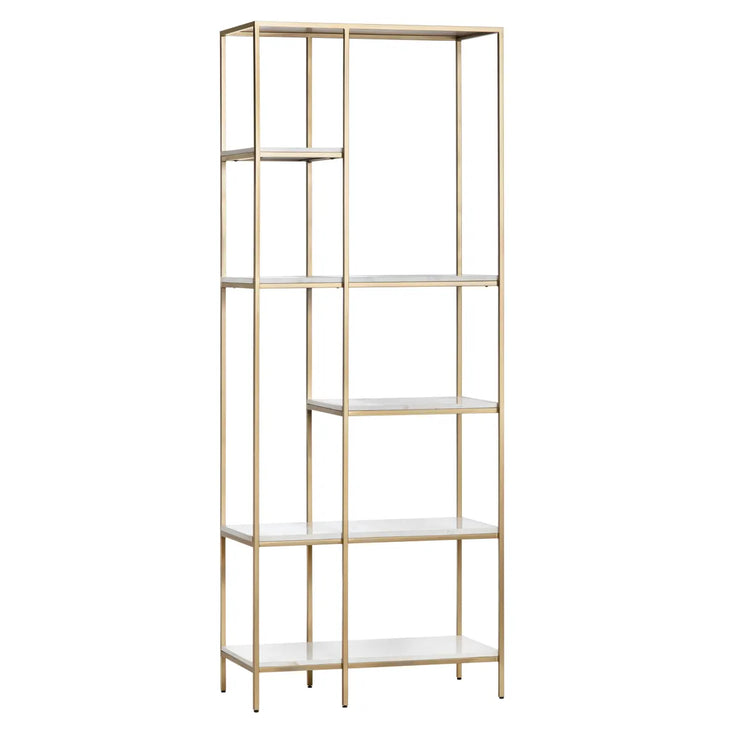 Crestview Collection Stellar White Marble And Gold Etagere