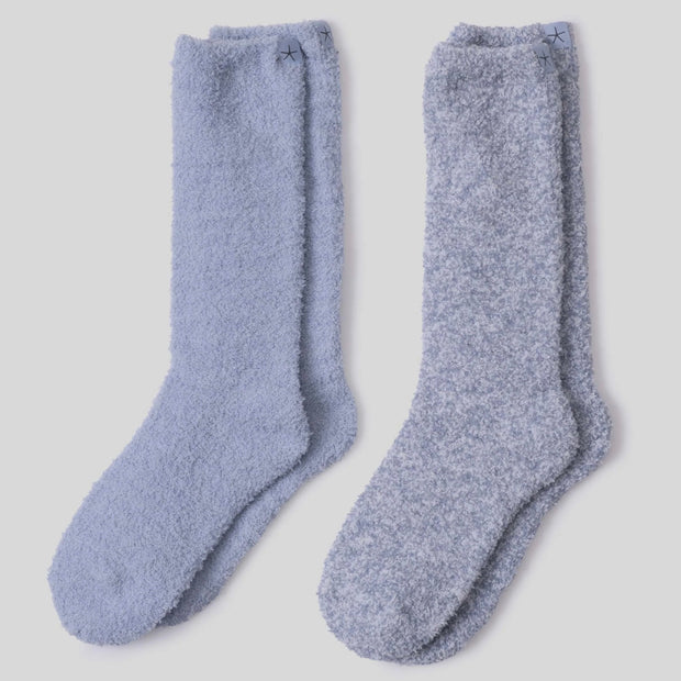 Barefoot Dreams CozyChic 2 Pair Sock Set ~ Snow Drop & Heathered