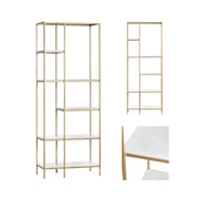 Crestview Collection Stellar White Marble And Gold Etagere