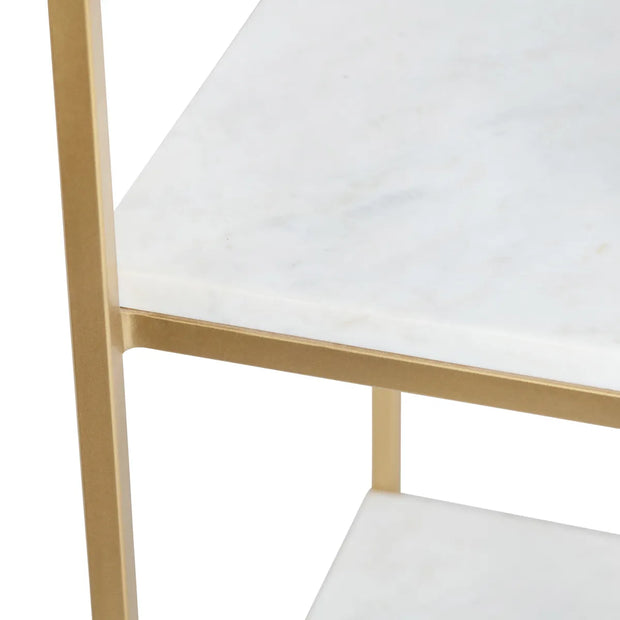 Crestview Collection Stellar White Marble And Gold Etagere