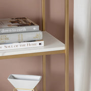 Crestview Collection Stellar White Marble And Gold Etagere