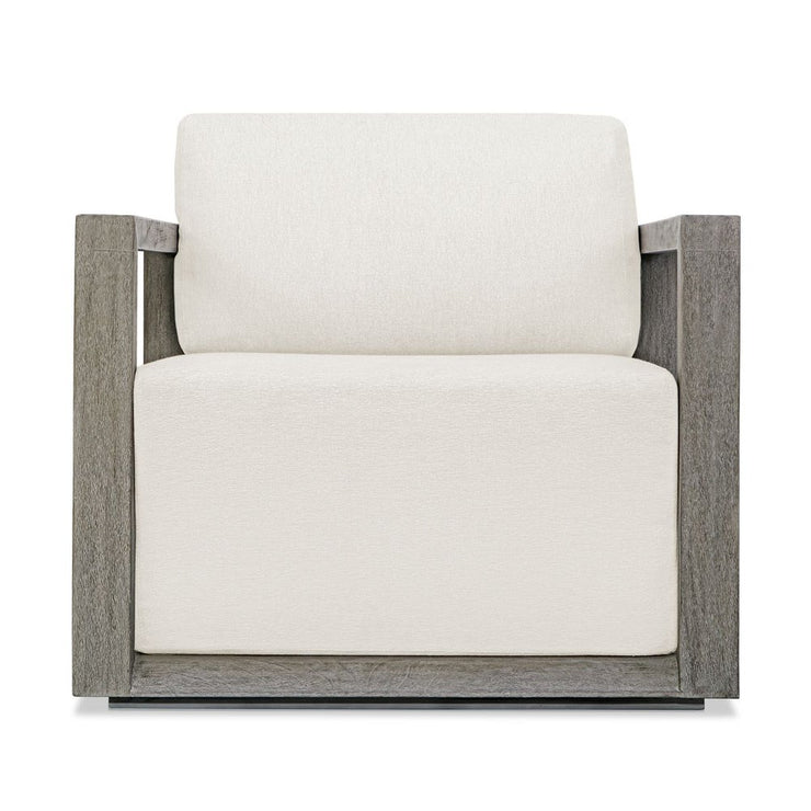 Uttermost Remsen Mahogany Wood With Oyster White Fabric Outdoor Swivel Lounge Chair