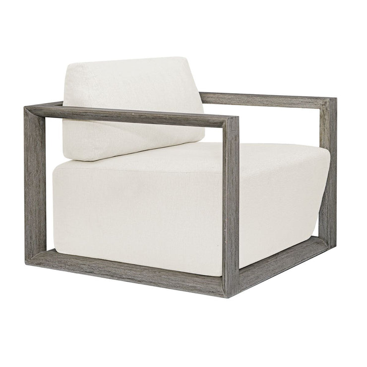 Uttermost Remsen Mahogany Wood With Oyster White Fabric Outdoor Swivel Lounge Chair