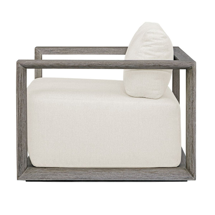 Uttermost Remsen Mahogany Wood With Oyster White Fabric Outdoor Swivel Lounge Chair