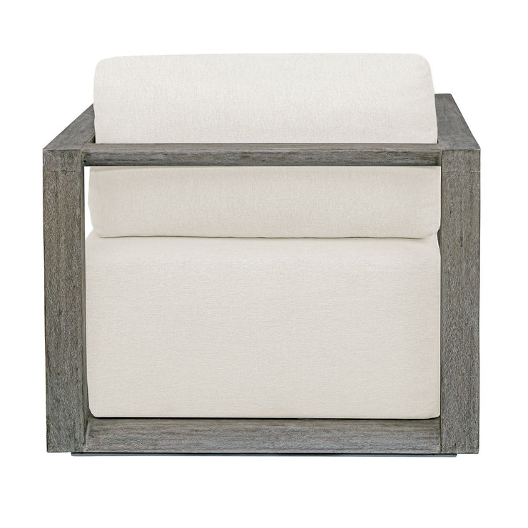 Uttermost Remsen Mahogany Wood With Oyster White Fabric Outdoor Swivel Lounge Chair