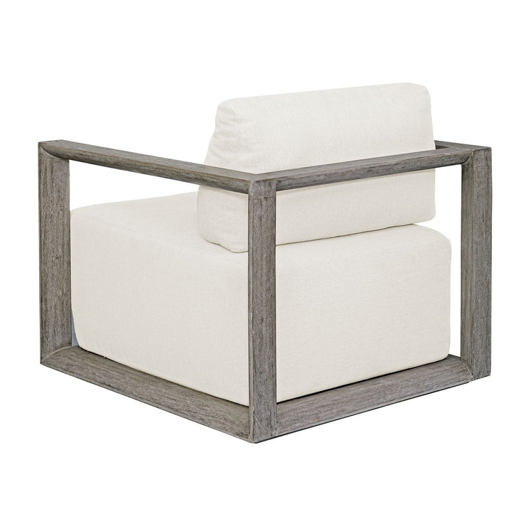 Uttermost Remsen Mahogany Wood With Oyster White Fabric Outdoor Swivel Lounge Chair