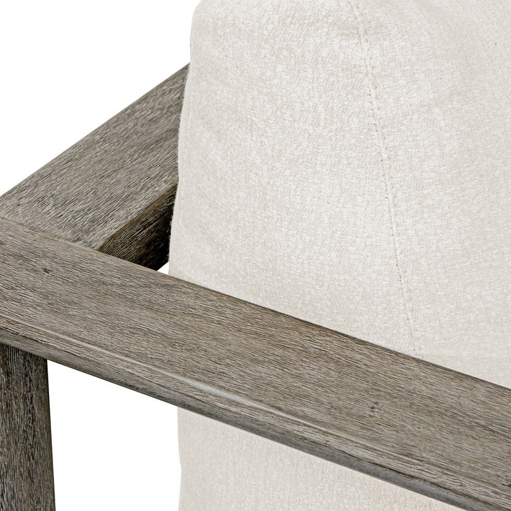 Uttermost Remsen Mahogany Wood With Oyster White Fabric Outdoor Swivel Lounge Chair