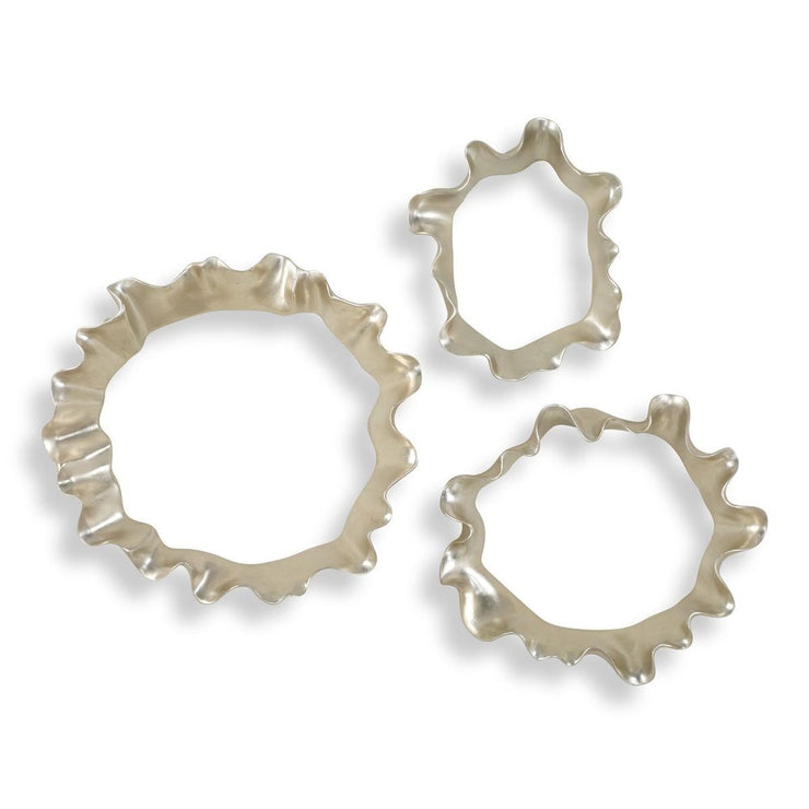 Uttermost Ripple Effect Sculpted Warm Silver Wall Decor ~ Set Of 3