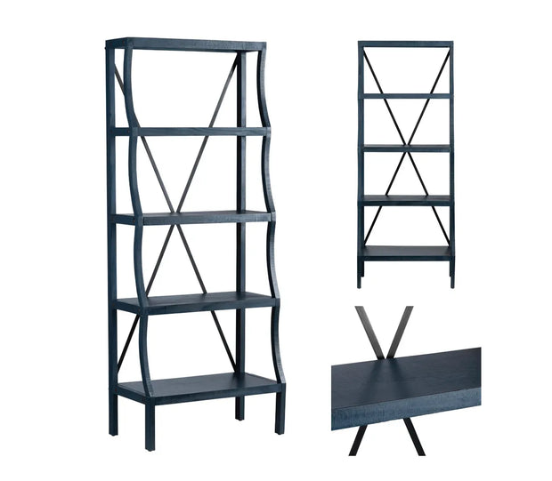 Crestview Collection Eastline Painted Blue Wood Etagere