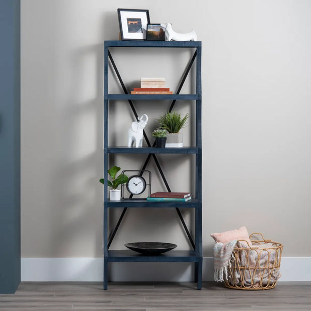 Crestview Collection Eastline Painted Blue Wood Etagere